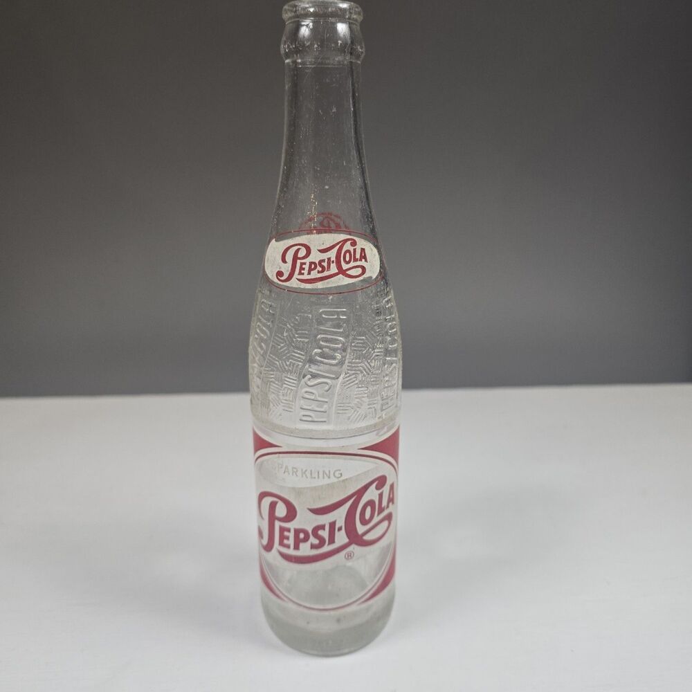 Vintage Single Dot Pepsi Cola Soda Bottle, NewYork Red & White 10pz.